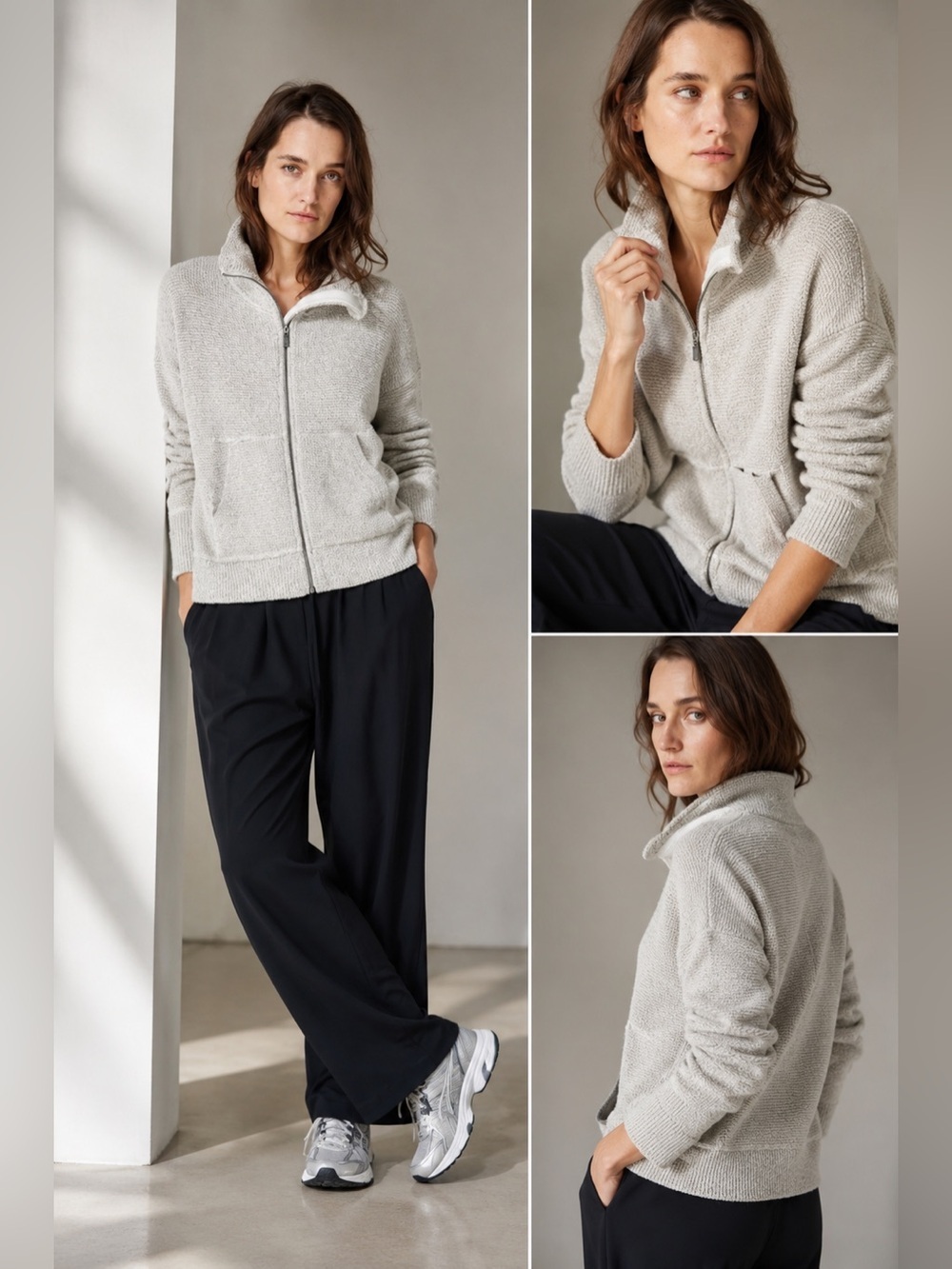 🤍 Sweaty Betty Restful Bouclé Zip Through Jacket Small • Good Condition
